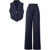 image:imageFloerns Girls 2 Piece Outfits Elegant Striped Sleeveless Suit Vest amp Long Elastic Casual Pants SetBlue