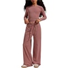 image:imageFloerns Girls 2 Piece Summer Outfits Striped Long Sleeve T Shirts with Drawstring Pants Clothing SetRed and White