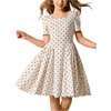 image:imageFloerns Girls Polka Dots A Line Short Dress Summer Puff Sleeve Square Neck Flowy Birthday Party DressApricot Polka Dots