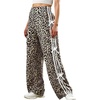 image:imageFloerns Girls Y2k Cheetah Wide Leg Pants Bow Striped Baggy TrousersBeige Multi