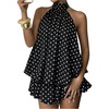 image:imageFloerns Girls Y2k Polka Dots Mini Dress Halter Neck Ruffle Hem Birthday Party DressesBlack