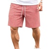 image:imageFloerns Mens Gingham Swim Trunks Summer Drawstring Waist Beach ShortsRed