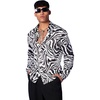 image:imageFloerns Mens Zebra Striped Print Long Sleeve Button Down Shirt Blouse TopBlack and White