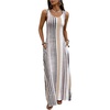image:imageFloerns Women Boho Striped Tank Maxi Scoop Neck Summer Vacation DressesApricot Brown White