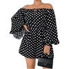 image:imageFloerns Women Plus Size Polka Dots Rompers Off The Shoulder JumpsuitBlack White Polka Dots