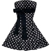 image:imageFloerns Womens Bow Polka Dots Tube Dress Strapless A Line Mini DressesBlack