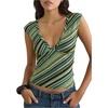 image:imageFloerns Womens Casual Striped Deep V Neck Fitted Going Out Tank TopsGreen