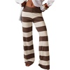 image:imageFloerns Womens Casual Striped Low Rise Pants Wide Leg Vacation Knit Lounge Pajama PantsCoffee Brown