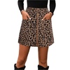 image:imageFloerns Womens Cheetah Print A Line Mini Skirt Zip Up Corduroy Skirts with PocketsBrown and Black