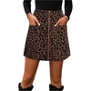 image:imageFloerns Womens Cheetah Print A Line Mini Skirt Zip Up Corduroy Skirts with PocketsCoffee Brown