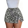 image:imageFloerns Womens Cheetah Sequin Skorts Mid Waist Asymmetrical Hem Club Night Out Mini ShortsGrey