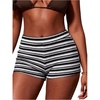 image:imageFloerns Womens Crochet Micro Shorts Striped Knit Summer Beach Mini ShortBlack Multi