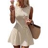 image:imageFloerns Womens Elegant Polka Dots Formal Dress Bow Sleeveless A Line Wedding Guest DressesApricot