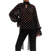 image:imageFloerns Womens Elegant Polka Dots Long Sleeve Sheer Blouses Work ClothesBlack and White