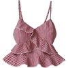 image:imageFloerns Womens Gingham Camisole Tops Spaghetti Strap Ruffle Hem Cute Peplum TopsRed