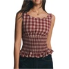 image:imageFloerns Womens Gingham Corset Tops Crew Neck Peplum Sleeveless Crop TopsRed and White