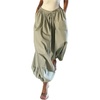 image:imageFloerns Womens Gingham Lantern Pants Drawstring Waist Wide Leg Parachute Balloon PantsGreen