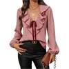 image:imageFloerns Womens Gingham Ruffle V Neck Dressy Casual Blouses TopsRed