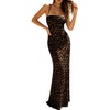 image:imageFloerns Womens Leopard Backless Maxi Dress Halter Lace Up Bodycon DressesMulticolor