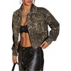 image:imageFloerns Womens Leopard Denim Jacket Long Sleeve Button Up Boyfriend Jean Jacket CoatKhaki Multi