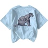 image:imageFloerns Womens Leopard Graphic T Shirts Casual Short Sleeve Crew Neck Summer Tops StreetwearIce Blue