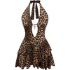 image:imageFloerns Womens Leopard Halter Deep V Neck Dress Layered Ruffle Gothic Y2k Mini DressBrown