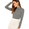 image:imageFloerns Womens Mock Turtleneck Long Sleeve Slim Fit Stretch Striped TShirts Tunic Tops Fall Fashion Trendy Outfits ClothesA Striped