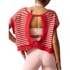 image:imageFloerns Womens Open Back Workout Top Striped Short Sleeve Gym Athletic Running TeesRed