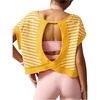 image:imageFloerns Womens Open Back Workout Top Striped Short Sleeve Gym Athletic Running TeesYellow
