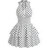 image:imageFloerns Womens Plus Size Cheetah Halter Short Dress Sleeveless Shirred Layered Ruffle Hem Y2k Going Out Mini DressesWhite Polka Dots