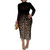 image:imageFloerns Womens Plus Size Floral Leopard Print Midi Cocktail DressBlack Multi