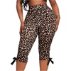image:imageFloerns Womens Plus Size Leopard Stretchy Capri Pants Y2k High Waisted Bow Side Skinny Capri LeggingsBrown Multi