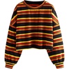 image:imageFloerns Womens Plus Size Long Sleeve Striped Oversize Pullovers Crop Top TeeMulti