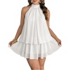 image:imageFloerns Womens Plus Size Polka Dots Halter Drop Waist Elegant Mini DressWhite