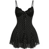 image:imageFloerns Womens Plus Size Polka Dots Lace Dress Tie Front Sleeveless Ruffle Going Out DressesBlack