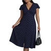 image:imageFloerns Womens Plus Size Polka Dots Midi Dress Short Sleeve V Neck DressesRoyal Blue
