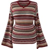 image:imageFloerns Womens Plus Size Striped Knit Tops Fall Long Sleeve SweaterRed Multi