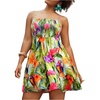 image:imageFloerns Womens Plus Size Tropical Summer Dress Spaghetti Strap Smocked Ruffle Boho DressesLight Green Multi