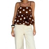 image:imageFloerns Womens Polka Dots Babydoll Camisole Tops Sleeveless Layered Ruffle Going Out TopsCoffee Brown