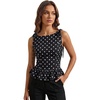 image:imageFloerns Womens Polka Dots Boat Neck Peplum Tie Shoulder Tank TopsBlack