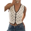 image:imageFloerns Womens Polka Dots Button Up Cropped Cardigan Sweater VestBlack and White