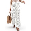 image:imageFloerns Womens Polka Dots Drawstring Elastic Waist Straight Leg PantsBlack and White