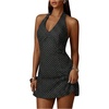 image:imageFloerns Womens Polka Dots Halter Dresses Backless V Neck A Line Mini DressBlack and White