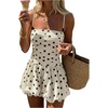 image:imageFloerns Womens Polka Dots Mini Dress Spaghetti Strap Bubble Hem Y2k Tea Party Going Out DressesBeige