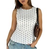 image:imageFloerns Womens Polka Dots Peplum Tank TopsWhite Polka Dots