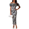 image:imageFloerns Womens Polka Dots Ruffle Off The Shoulder Cocktail Bodycon DressesZebra Print