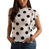 image:imageFloerns Womens Polka Dots Sheer Mesh Tank Tops Ruffle Trim See Through Going Out TopsWhite