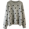 image:imageFloerns Womens Polka Dots Sweater Top Long Sleeve Crewneck Going Out Knitted Pullover SweatersGrey