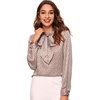 image:imageFloerns Womens Printed Bow Tied Neck Lantern Long Sleeve Workwear Shirts BlousePink Dot