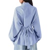 image:imageFloerns Womens Striped Button Down Shirts Long Sleeve Tie Back Oversized Business Casual Blouse TopsBlue